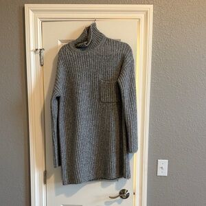 Scanlan Theodore Gray Ribbed Turtleneck Long Sleeve Dress